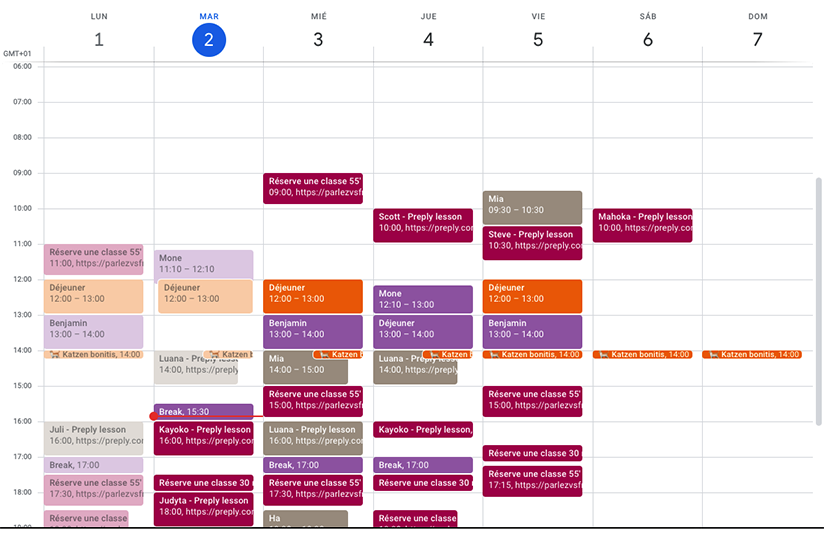 La classe está programada en tu agenda